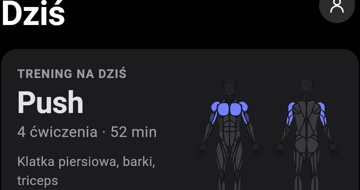 Trening na dziś: Push, 4 ćwiczenia, 52 min, Rozpocznij
