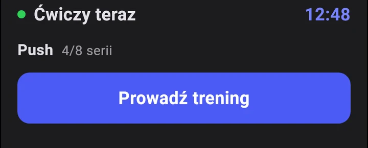 Ćwiczy teraz: Push 4/8 serii, Prowadź trening, serie jako chipy